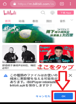 注意喚起が表示されるので、確認の上「OK」をタップ
