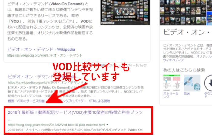 VOD検索結果のスクショ