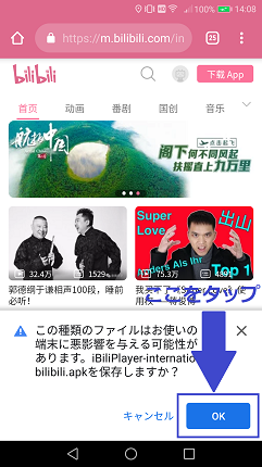ダウンロード次第、OKをタップする