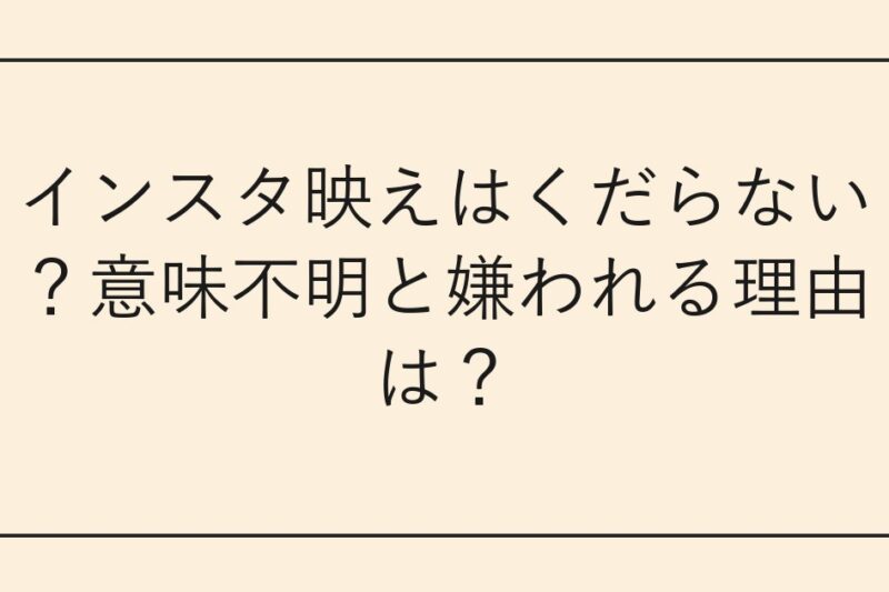 インスタ映えはくだらない？意味不明と嫌われる理由は？